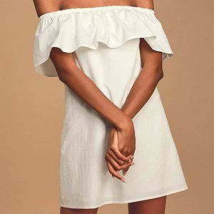 White Off-the-Shoulder Shift Dress - Size Medium